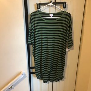 NWT Lularoe Irma XS Green and Black Striped